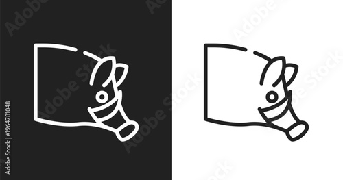Hog head icon. Linear black, white icon from free animals collection. Outline hog head vector. Thin line symbol isolated on white and black background
