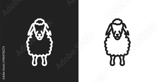 Sheep front view icon. Linear black, white icon from sheeps collection. Outline sheep front view vector. Thin line symbol isolated on white and black background