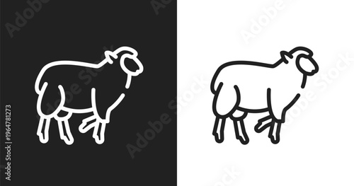 Black sheep icon. Linear black, white icon from sheeps collection. Outline black sheep vector. Thin line symbol isolated on white and black background