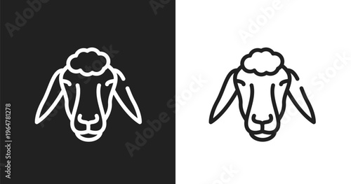 Sheep head icon. Linear black, white icon from sheeps collection. Outline sheep head vector. Thin line symbol isolated on white and black background