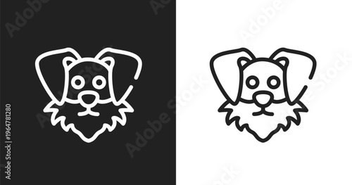Funny dog head icon. Linear black, white icon from woof woof collection. Outline funny dog head vector. Thin line symbol isolated on white and black background