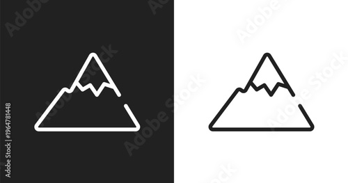 Mountain range icon. Linear black, white icon from poi nature collection. Outline mountain range vector. Thin line symbol isolated on white and black background