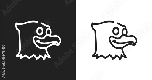 Eagle icon. Linear black, white icon from funny animals collection. Outline eagle vector. Thin line symbol isolated on white and black background