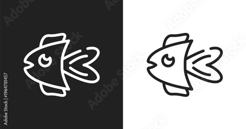 Fish icon. Linear black, white icon from funny animals collection. Outline fish vector. Thin line symbol isolated on white and black background