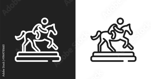 Trophy of horses races icon. Linear black, white icon from horses collection. Outline trophy of horses races vector. Thin line symbol isolated on white and black background