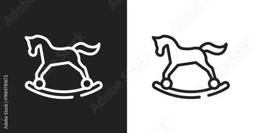 Horse rocker icon. Linear black, white icon from horses collection. Outline horse rocker vector. Thin line symbol isolated on white and black background