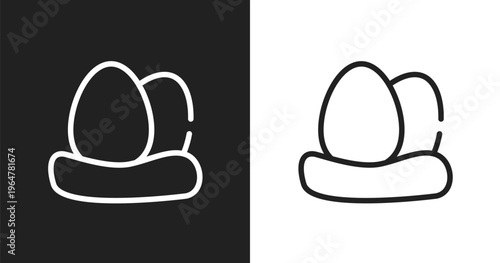 Egg icon. Linear black, white icon from birds pack collection. Outline egg vector. Thin line symbol isolated on white and black background