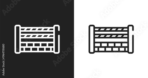Fence for horses jumps icon. Linear black, white icon from horses collection. Outline fence for horses jumps vector. Thin line symbol isolated on white and black background