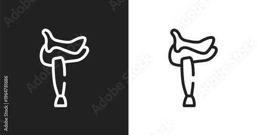 Horse saddle icon. Linear black, white icon from horses collection. Outline horse saddle vector. Thin line symbol isolated on white and black background