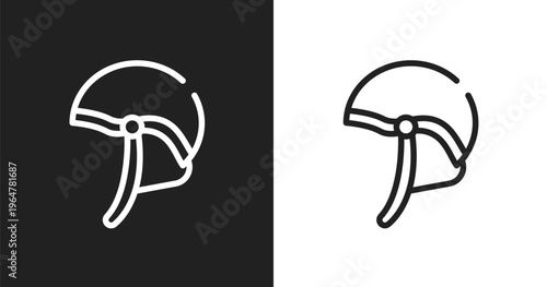 Jockey hat icon. Linear black, white icon from horses collection. Outline jockey hat vector. Thin line symbol isolated on white and black background