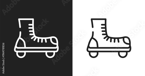 Roller skate icon. Linear black, white icon from nature lineal pack collection. Outline roller skate vector. Thin line symbol isolated on white and black background