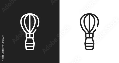 Hot air balloon icon. Linear black, white icon from nature lineal pack collection. Outline hot air balloon vector. Thin line symbol isolated on white and black background