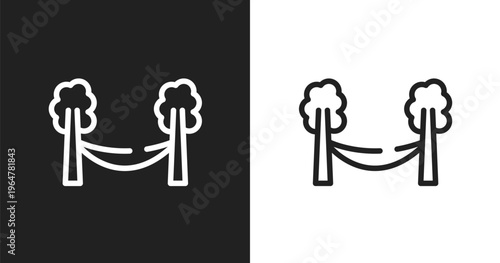 Hammock icon. Linear black, white icon from nature lineal pack collection. Outline hammock vector. Thin line symbol isolated on white and black background