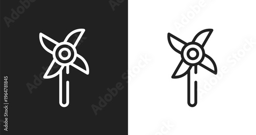 Pinwheel icon. Linear black, white icon from nature lineal pack collection. Outline pinwheel vector. Thin line symbol isolated on white and black background