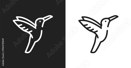 Hummingbird icon. Linear black, white icon from nature lineal pack collection. Outline hummingbird vector. Thin line symbol isolated on white and black background