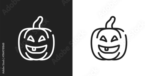 Lantern icon. Linear black, white icon from halloween collection. Outline lantern vector. Thin line symbol isolated on white and black background