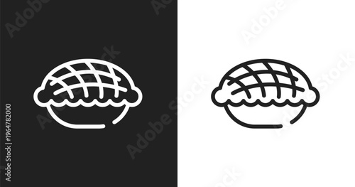 Pie icon. Linear black, white icon from thanksgiving collection. Outline pie vector. Thin line symbol isolated on white and black background