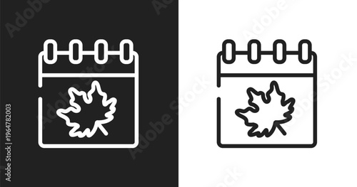 Autumn icon. Linear black, white icon from thanksgiving collection. Outline autumn vector. Thin line symbol isolated on white and black background