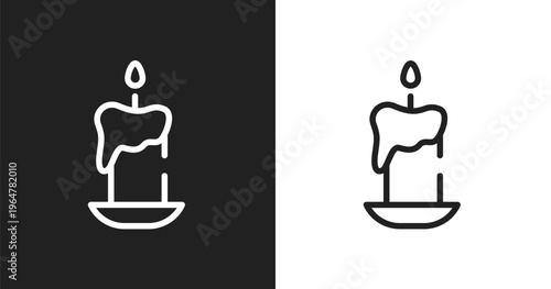 Candles icon. Linear black, white icon from thanksgiving collection. Outline candles vector. Thin line symbol isolated on white and black background