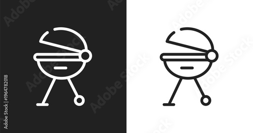 Grill icon. Linear black, white icon from spring collection. Outline grill vector. Thin line symbol isolated on white and black background