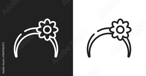 Headband icon. Linear black, white icon from thanksgiving collection. Outline headband vector. Thin line symbol isolated on white and black background