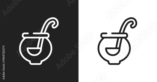 Punch bowl icon. Linear black, white icon from thanksgiving collection. Outline punch bowl vector. Thin line symbol isolated on white and black background