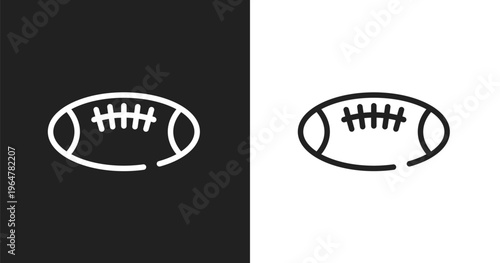 Rugby ball icon. Linear black, white icon from thanksgiving collection. Outline rugby ball vector. Thin line symbol isolated on white and black background