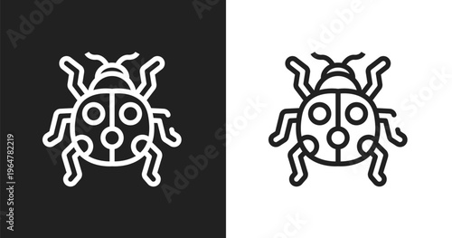 Ladybird icon. Linear black, white icon from bug and insects collection. Outline ladybird vector. Thin line symbol isolated on white and black background