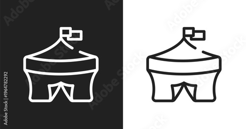 Circus icon. Linear black, white icon from circus collection. Outline circus vector. Thin line symbol isolated on white and black background