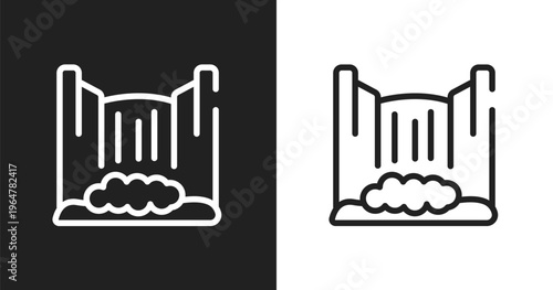 Cataract icon. Linear black, white icon from africa collection. Outline cataract vector. Thin line symbol isolated on white and black background