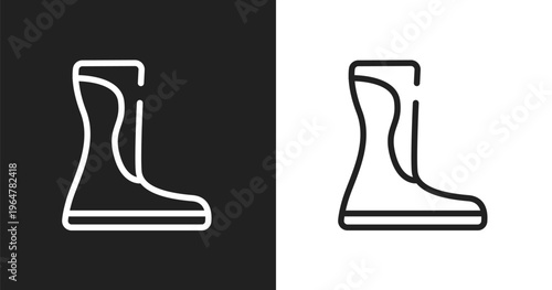Wellington icon. Linear black, white icon from spring collection. Outline wellington vector. Thin line symbol isolated on white and black background