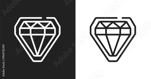 Diamonds icon. Linear black, white icon from africa collection. Outline diamonds vector. Thin line symbol isolated on white and black background