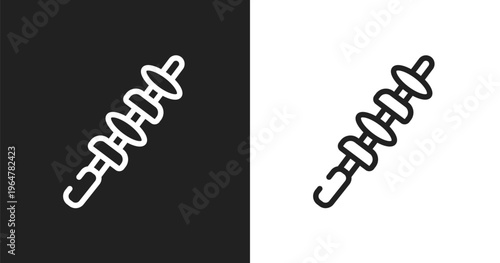 Skewer icon. Linear black, white icon from spring collection. Outline skewer vector. Thin line symbol isolated on white and black background