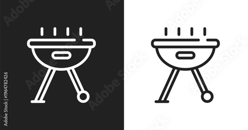 Bbq icon. Linear black, white icon from spring collection. Outline bbq vector. Thin line symbol isolated on white and black background