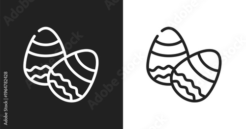Eggs icon. Linear black, white icon from spring collection. Outline eggs vector. Thin line symbol isolated on white and black background