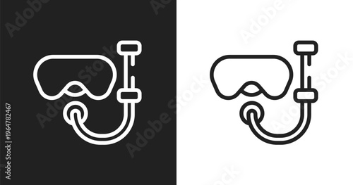 Snorkel icon. Linear black, white icon from tropical collection. Outline snorkel vector. Thin line symbol isolated on white and black background
