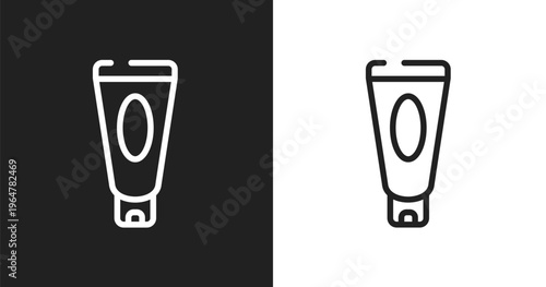 Sun lotion icon. Linear black, white icon from tropical collection. Outline sun lotion vector. Thin line symbol isolated on white and black background