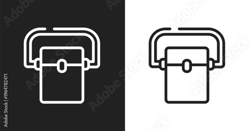 Freezer icon. Linear black, white icon from tropical collection. Outline freezer vector. Thin line symbol isolated on white and black background