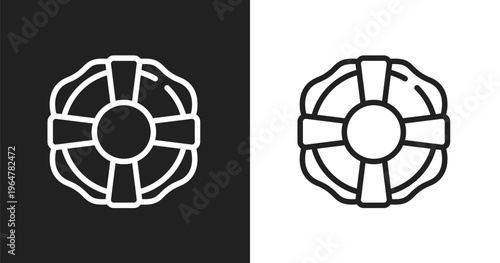 Lifesaver icon. Linear black, white icon from tropical collection. Outline lifesaver vector. Thin line symbol isolated on white and black background