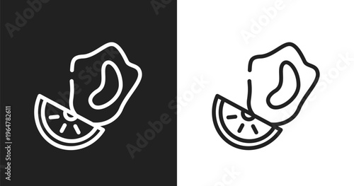 Mussel icon. Linear black, white icon from nature collection. Outline mussel vector. Thin line symbol isolated on white and black background