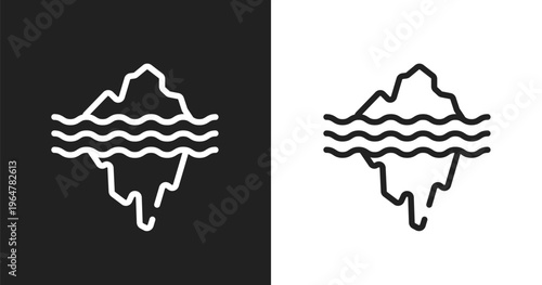 Glacier icon. Linear black, white icon from nature collection. Outline glacier vector. Thin line symbol isolated on white and black background
