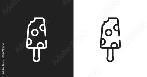 Popsicle icon. Linear black, white icon from spring collection. Outline popsicle vector. Thin line symbol isolated on white and black background