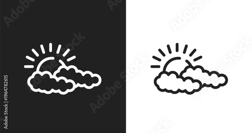 Cloudy icon. Linear black, white icon from spring collection. Outline cloudy vector. Thin line symbol isolated on white and black background
