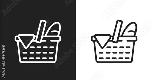 Picnic icon. Linear black, white icon from spring collection. Outline picnic vector. Thin line symbol isolated on white and black background