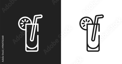 Lemonade icon. Linear black, white icon from spring collection. Outline lemonade vector. Thin line symbol isolated on white and black background