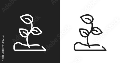 Sprout icon. Linear black, white icon from spring collection. Outline sprout vector. Thin line symbol isolated on white and black background