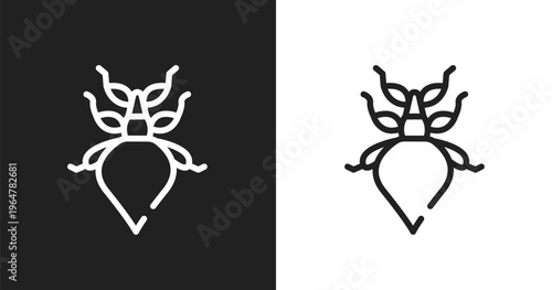 Leaf insect icon. Linear black, white icon from insects collection. Outline leaf insect vector. Thin line symbol isolated on white and black background
