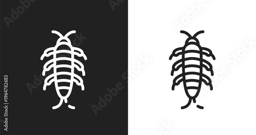 Silverfish icon. Linear black, white icon from insects collection. Outline silverfish vector. Thin line symbol isolated on white and black background