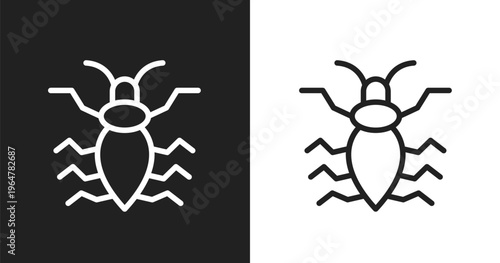 Antlion icon. Linear black, white icon from insects collection. Outline antlion vector. Thin line symbol isolated on white and black background
