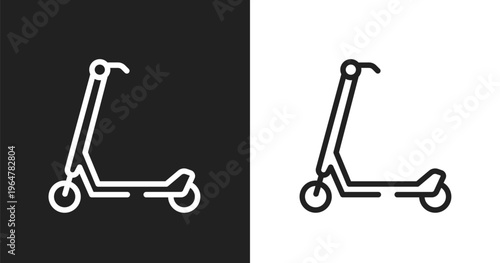 Scooter icon. Linear black, white icon from city park collection. Outline scooter vector. Thin line symbol isolated on white and black background